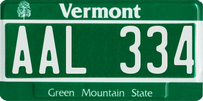 VT license plate AAL334