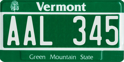 VT license plate AAL345