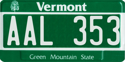 VT license plate AAL353