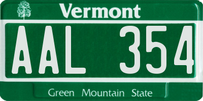 VT license plate AAL354