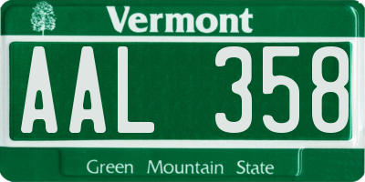 VT license plate AAL358