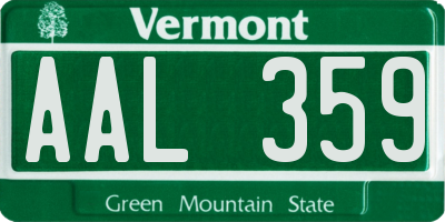 VT license plate AAL359