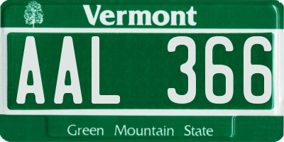 VT license plate AAL366