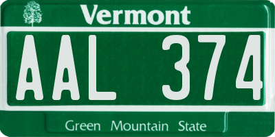 VT license plate AAL374