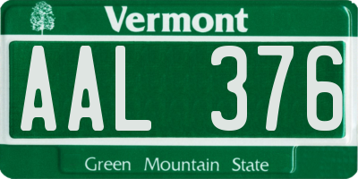 VT license plate AAL376