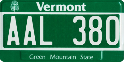 VT license plate AAL380