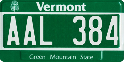 VT license plate AAL384