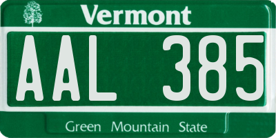 VT license plate AAL385