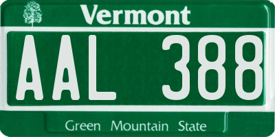 VT license plate AAL388