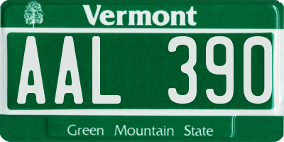 VT license plate AAL390