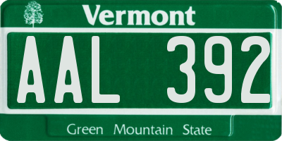 VT license plate AAL392
