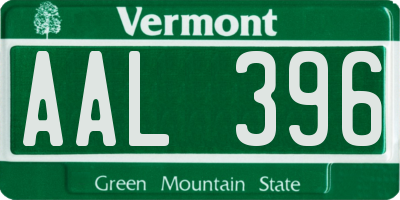 VT license plate AAL396