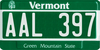 VT license plate AAL397
