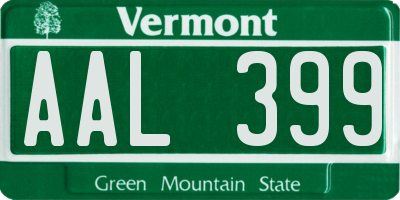 VT license plate AAL399