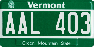 VT license plate AAL403