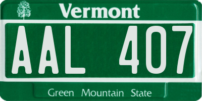 VT license plate AAL407