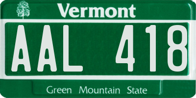 VT license plate AAL418