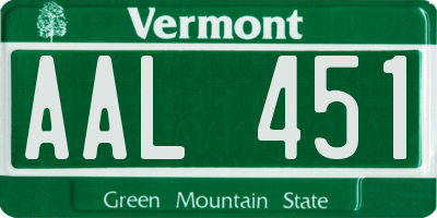 VT license plate AAL451