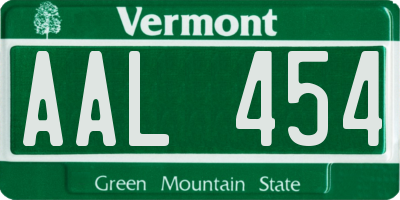 VT license plate AAL454
