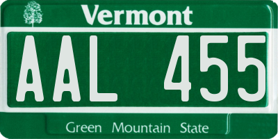 VT license plate AAL455