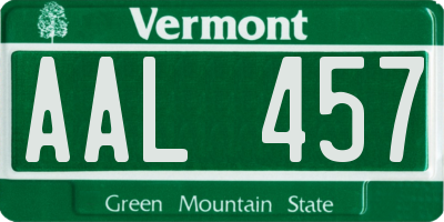 VT license plate AAL457