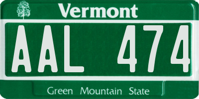 VT license plate AAL474