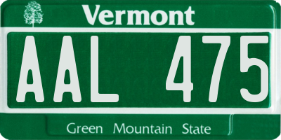VT license plate AAL475
