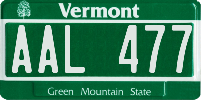 VT license plate AAL477