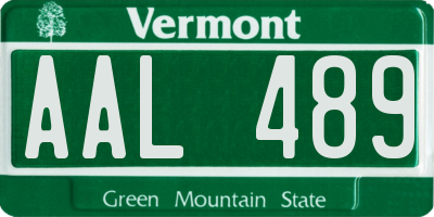 VT license plate AAL489