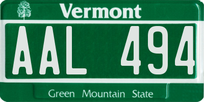 VT license plate AAL494