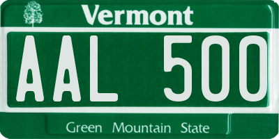 VT license plate AAL500