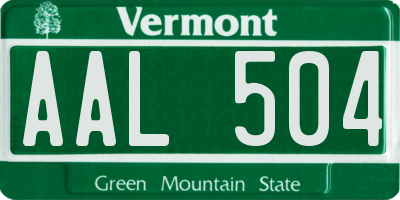 VT license plate AAL504