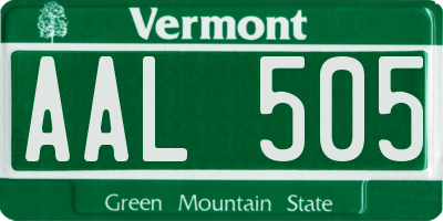 VT license plate AAL505