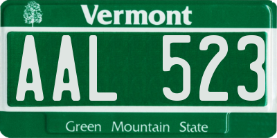 VT license plate AAL523