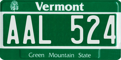 VT license plate AAL524