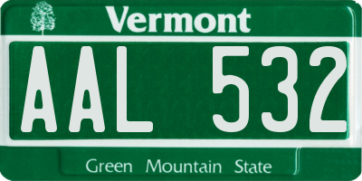 VT license plate AAL532