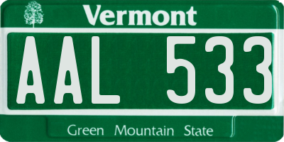 VT license plate AAL533