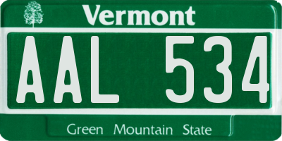VT license plate AAL534