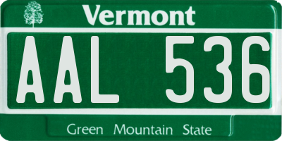 VT license plate AAL536