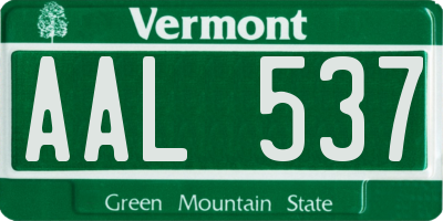 VT license plate AAL537