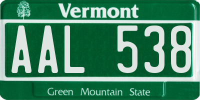 VT license plate AAL538