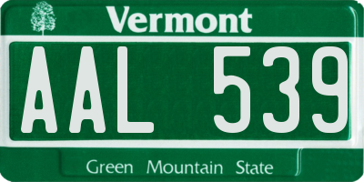 VT license plate AAL539