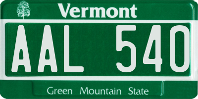 VT license plate AAL540