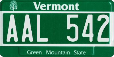 VT license plate AAL542