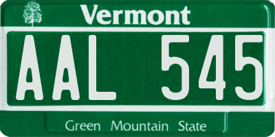 VT license plate AAL545