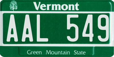 VT license plate AAL549