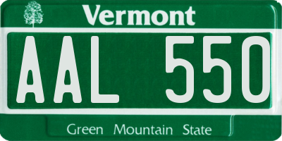VT license plate AAL550