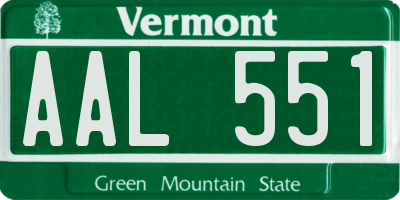 VT license plate AAL551