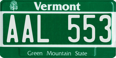 VT license plate AAL553