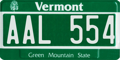 VT license plate AAL554